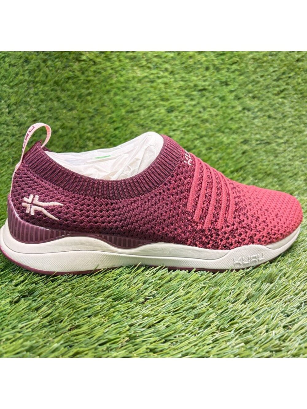 Kuru Stride Womens Size 6.5 Pink Maroon Athletic Walking Slip On Shoes Sneakers